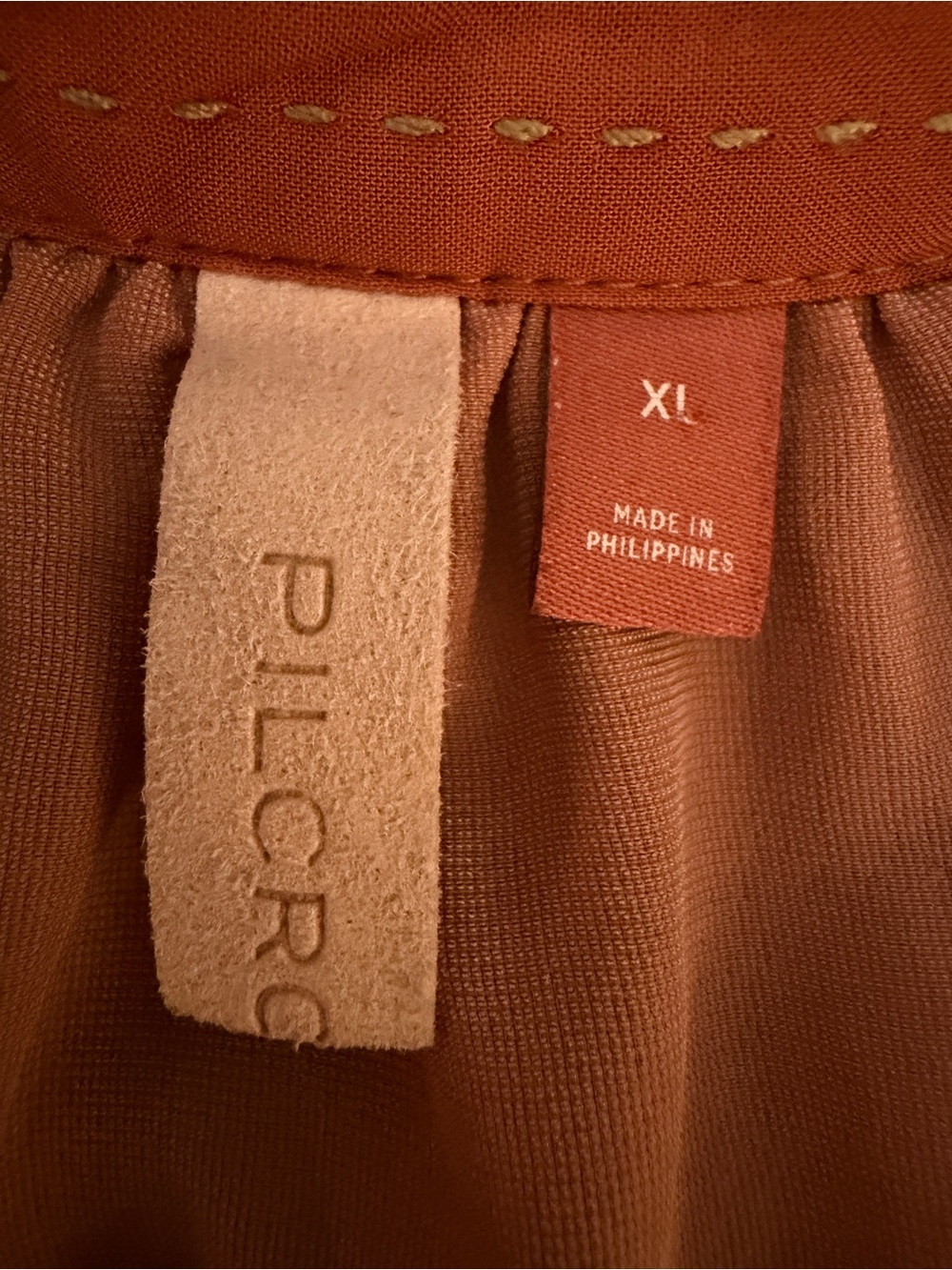 Pilcro Velvet Button-Front Blouse in Burnt Orange XL - Picture 12 of 16